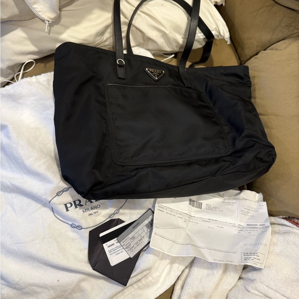 Prada Black Nylon Shopper Tote Bag